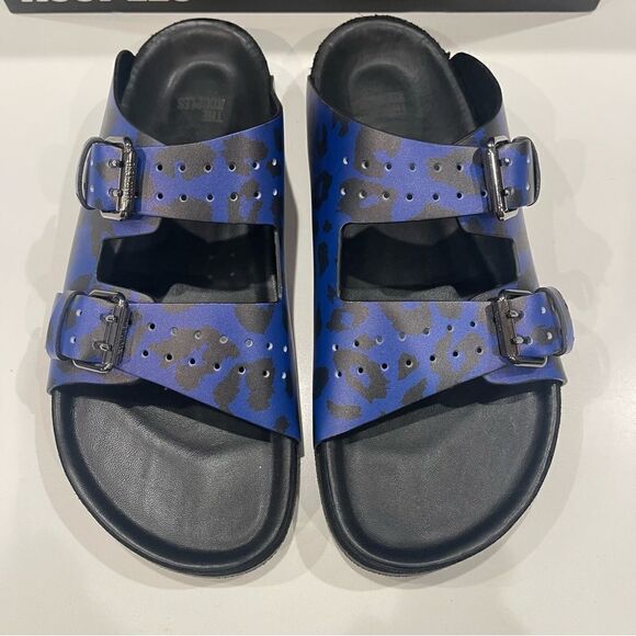 THE KOOPLES BLUE LEATHER LEOPARD-PRINT SANDALS NIB size 41 main image 10